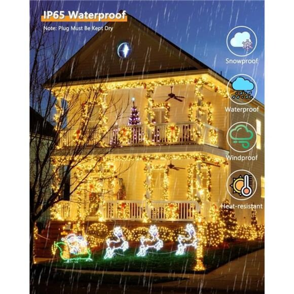 Solar String Lights Outdoor 2Pack 500LED Waterproof Christmas Garden Twinkle War - Picture 4 of 7
